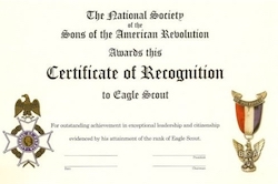 Eagle Certificate of Recognition